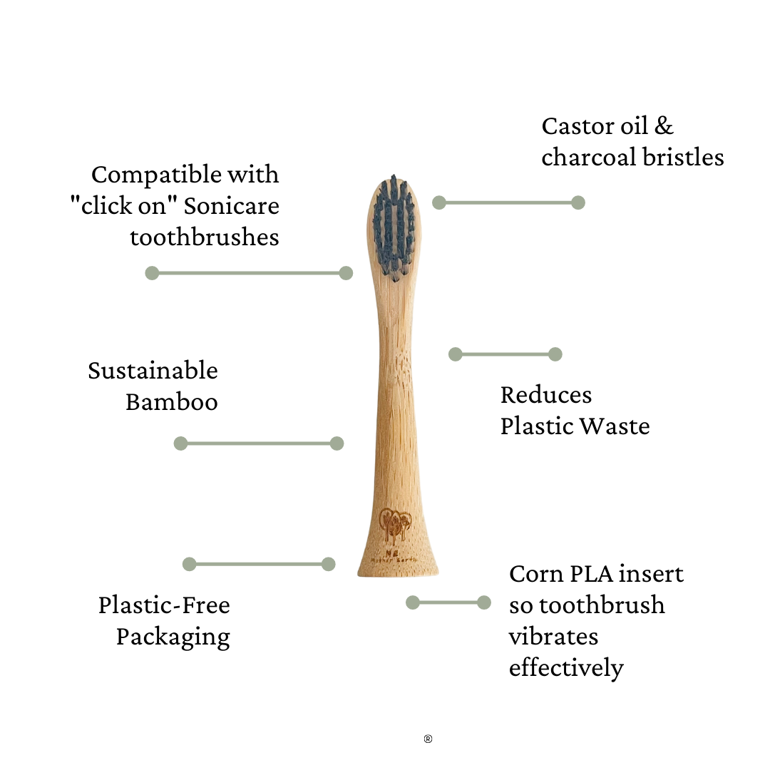 4-Pack Bamboo Electric Toothbrush Heads | Sonicare Compatible