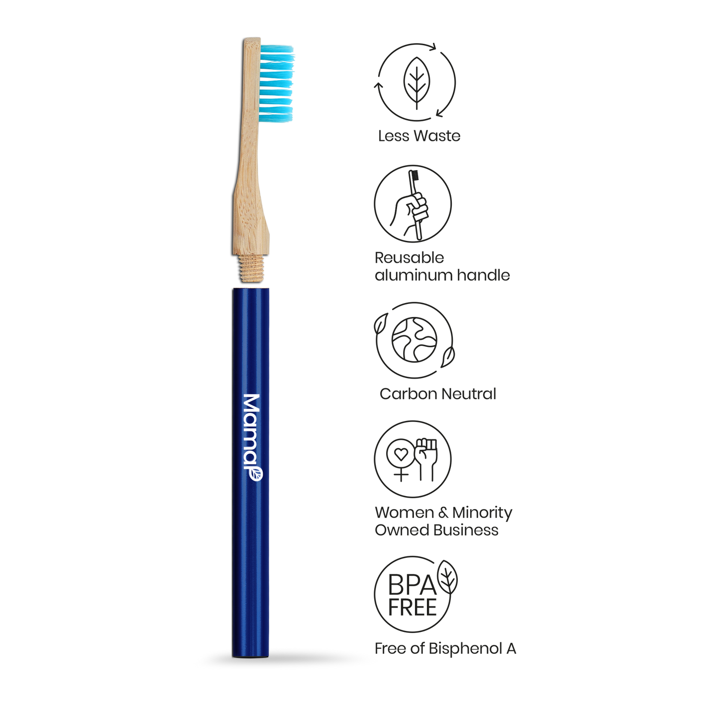 MamaP | Aluminum Toothbrush + 1 Replaceable Head
