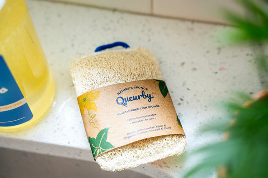QUCURBY SPONGE natural loofah for dishes with dish soap