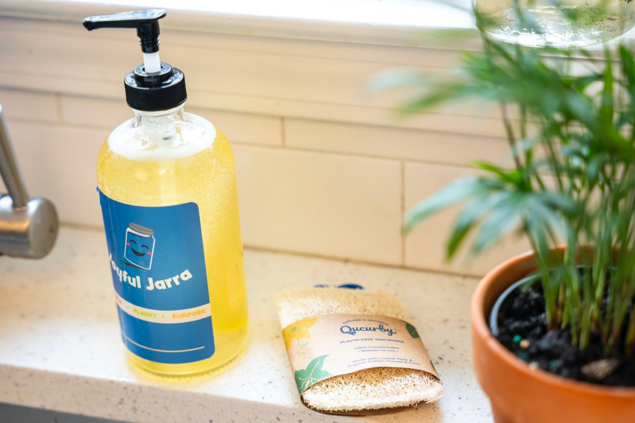 QUCURBY SPONGE natural loofah for dishes with dish soap