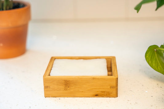 bamboo SOAP DISH with solid dish soap block