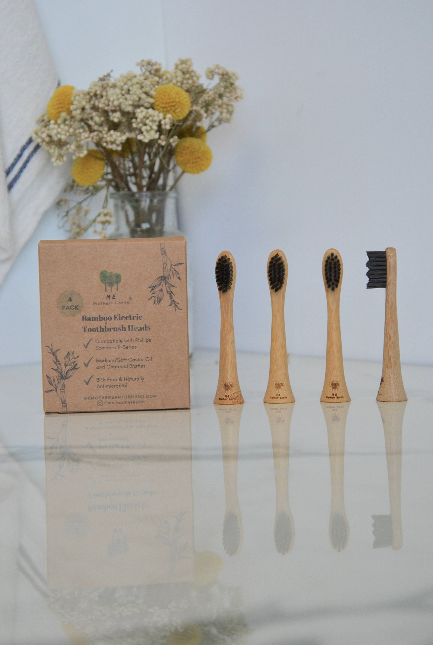 4-Pack Bamboo Electric Toothbrush Heads | Sonicare Compatible
