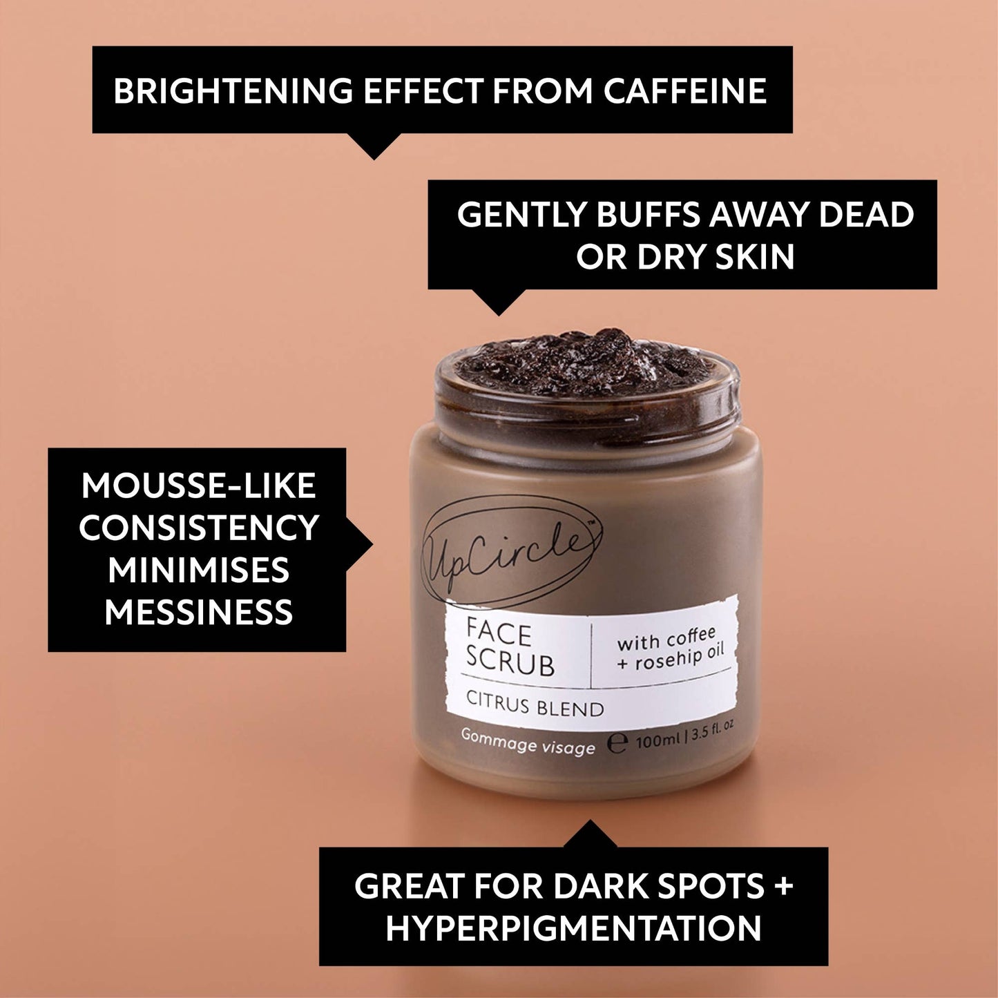 Vegan Face Scrub | Coffee + Rosehip (Citrus blend)| UpCircle