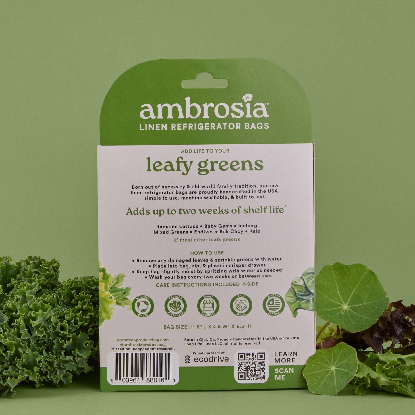 Reusable Linen Bag for Leafy Greens | Ambrosia