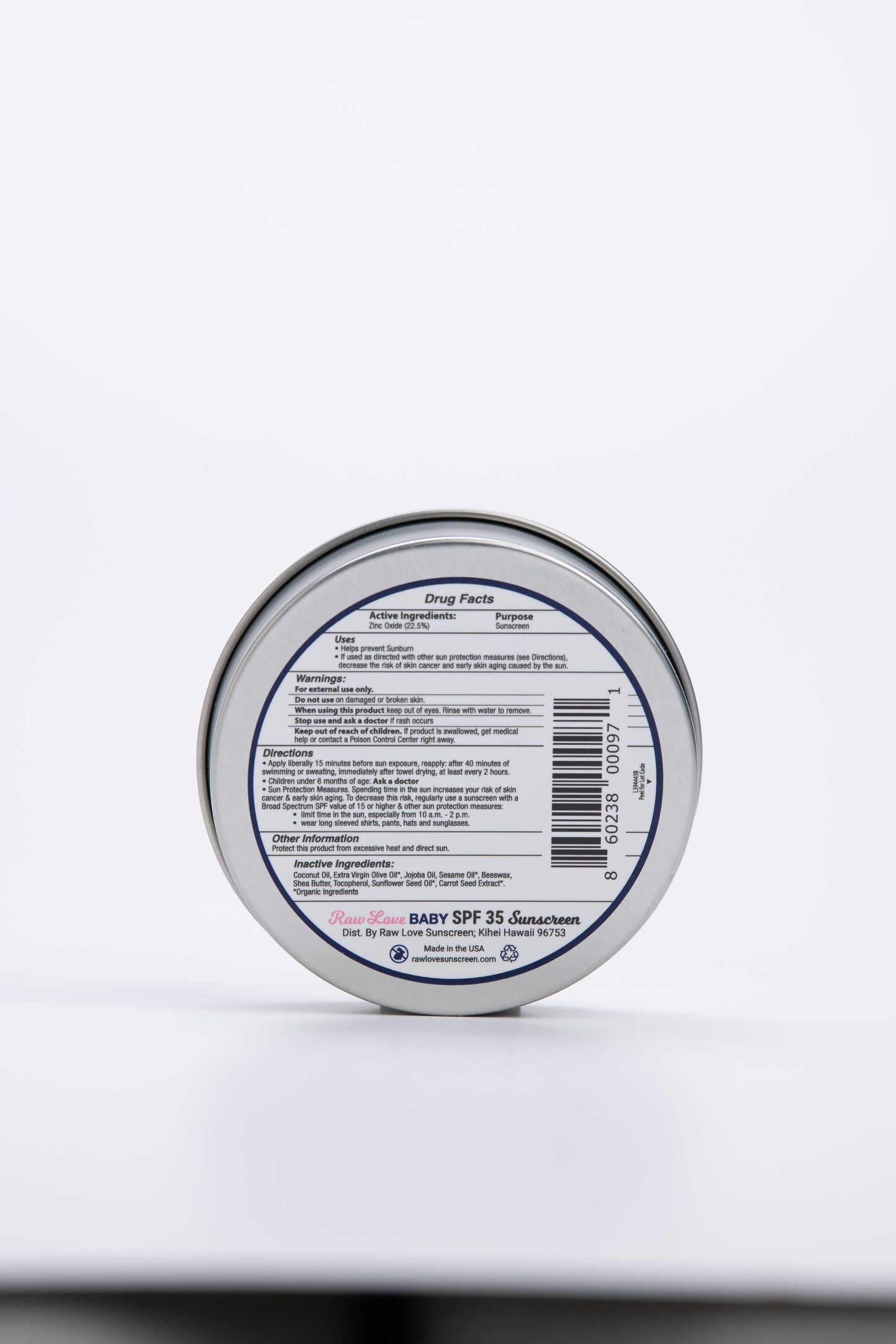 Baby Mineral Sunscreen Tin | SPF 35 | Fragrance Free | Raw Love