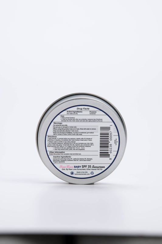 Baby Mineral Sunscreen Tin | SPF 35 | Fragrance Free | Raw Love