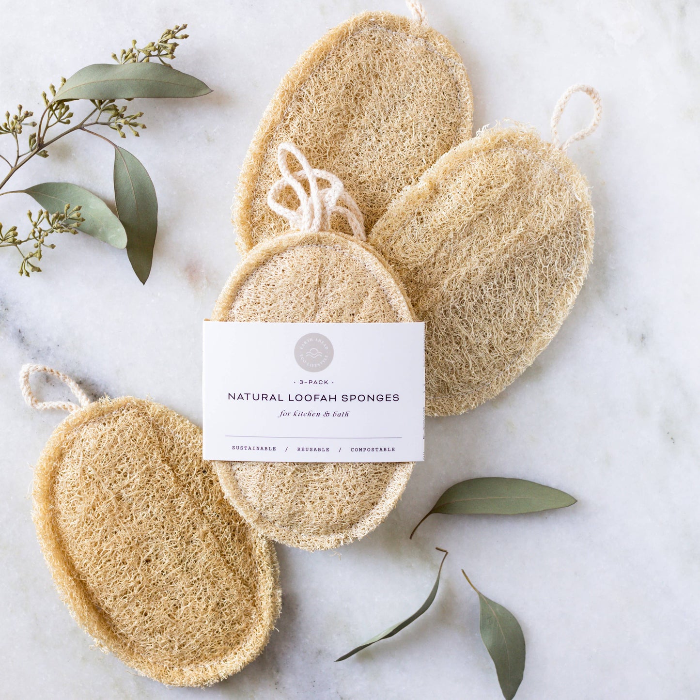Large Natural Loofah Sponge | Double Layer | 3-pack