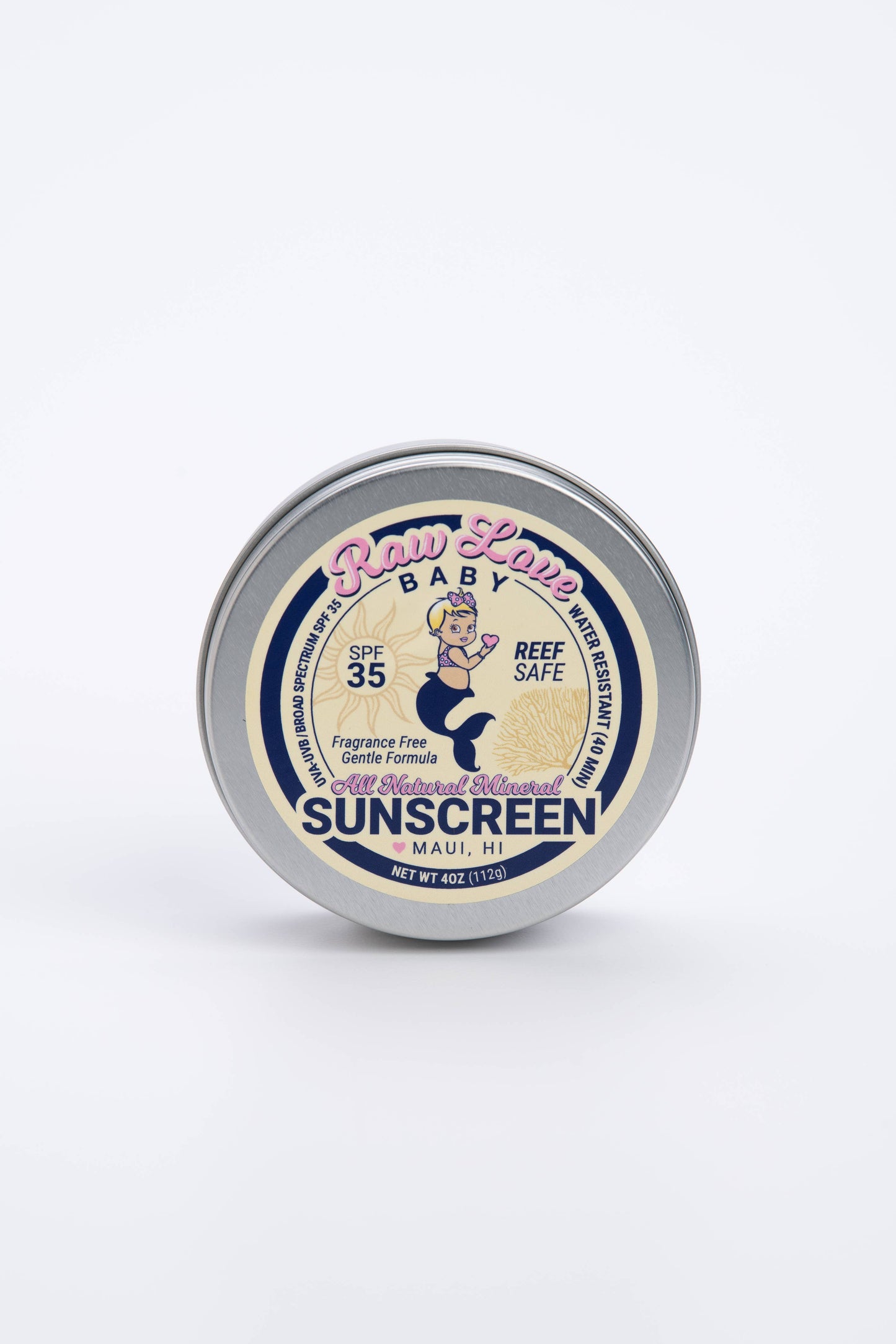 Baby Mineral Sunscreen Tin | SPF 35 | Fragrance Free | Raw Love