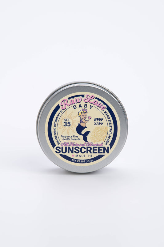 Baby Mineral Sunscreen Tin | SPF 35 | Fragrance Free | Raw Love