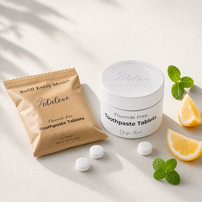 Yuzu Mint Toothpaste Tablets | Fluoride-Free | 1-Month | Tidalove