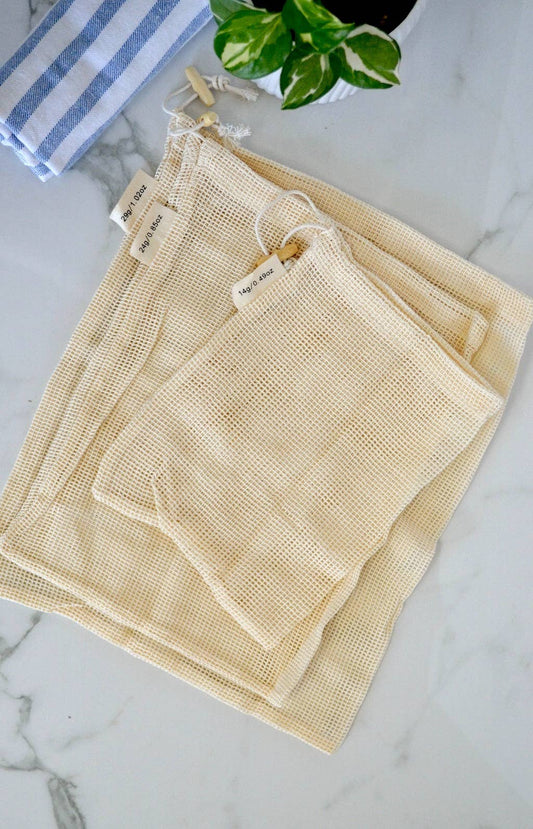 Organic Cotton Mesh Produce Bags | 3 Pack