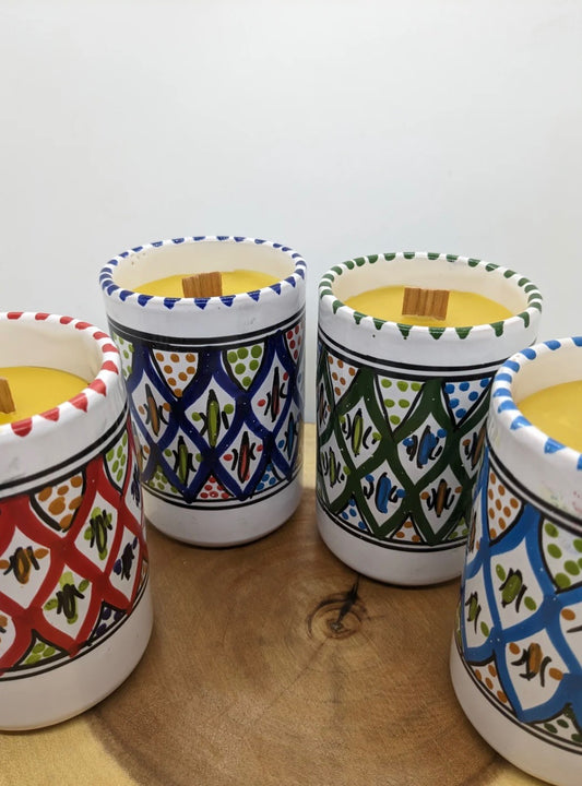 Beeswax Candle in Tunisian Ceramic