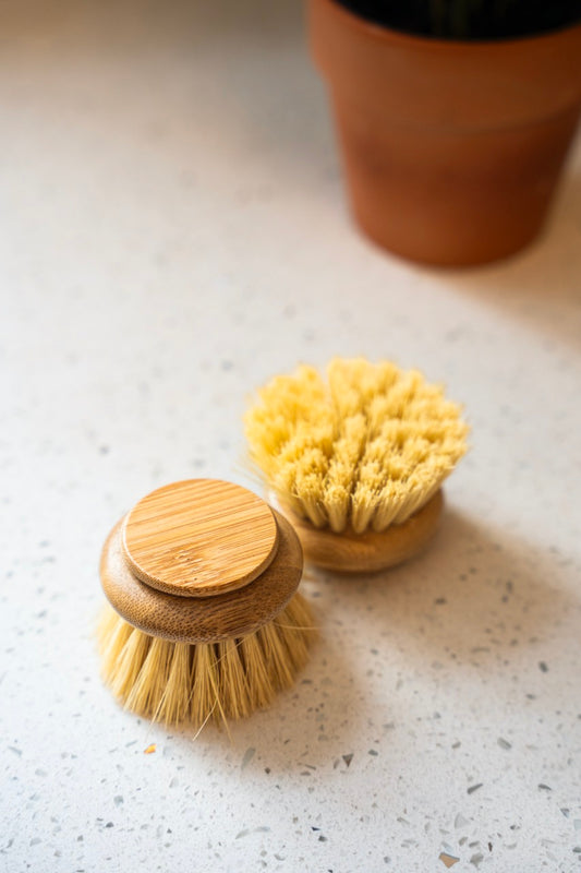 Replacement dish brush heads bamboo and agave plant fibers