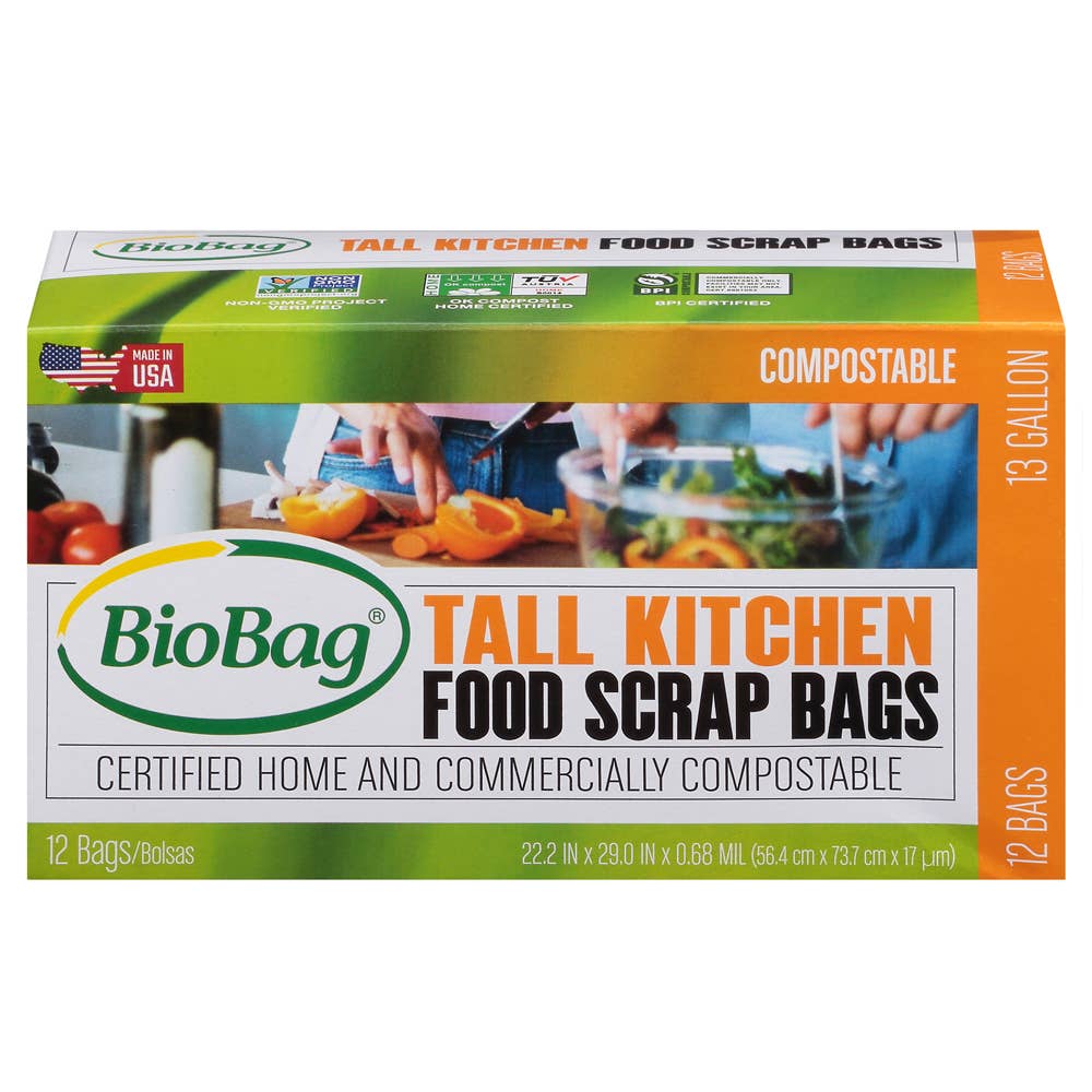 Tall Kitchen Trash Bags | 13 Gallon | 100% Compostable | Biobag