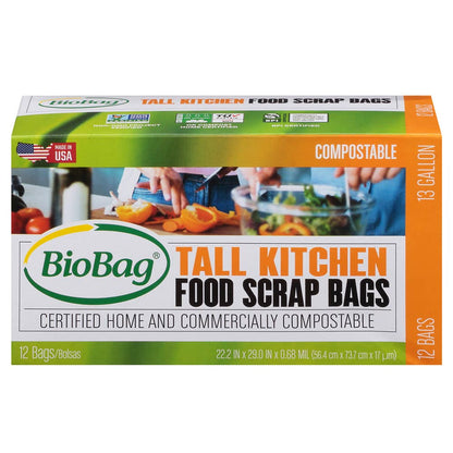 Tall Kitchen Trash Bags | 13 Gallon | 100% Compostable | Biobag