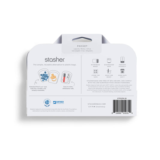 Stasher Pocket 2-pack (1 Clear + 1 Deep Ocean)